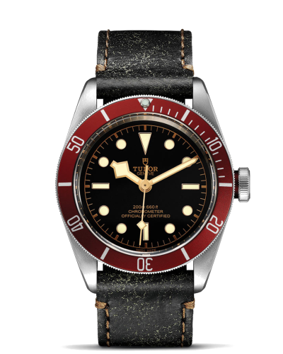Tudor Black Bay 41 mm steel case, Aged leather strap (horloges)